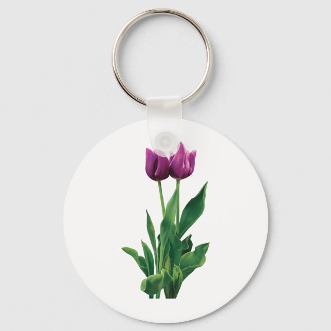 Two Purple Tulips Keychain (Front)