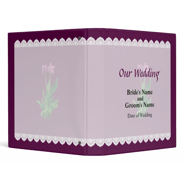 Two Purple Tulips Wedding Favors 3 Ring Binder