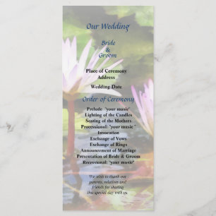 Two Purple Water Lotus Wedding Program