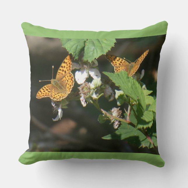 Two Queen of Spain fritillary Butterflies Pillow (Front)
