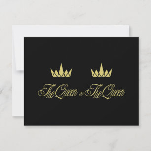 Two Queen Royal Crowns for Lesbian Wedding Note Card