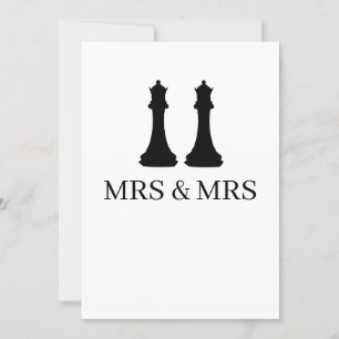 Two Queens Chess Pieces Lesbian Wedding Announcement