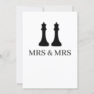 Two Queens Chess Pieces Lesbian Wedding Announcement