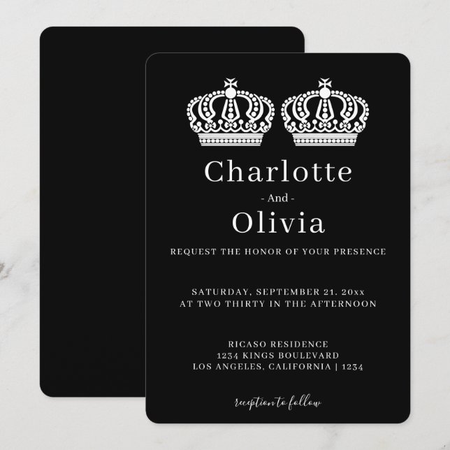 Two Queens Make A Pair Crown Themed Gay Wedding (Front/Back)