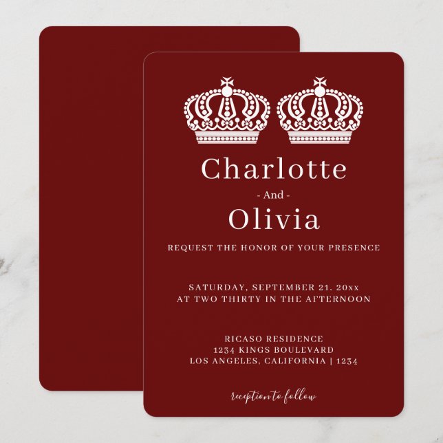 Two Queens Make A Pair Crown Themed Gay Wedding (Front/Back)