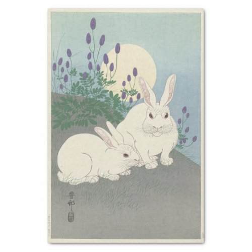 Two Rabbits at Full Size by Ohara Koson Tissue Paper