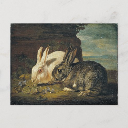 Two Rabbits by David de Coninck Postcard