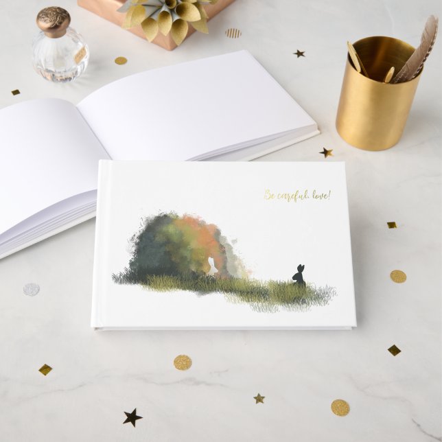 Two Rabbits in a field Foil Guest Book (Front Open)