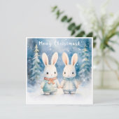 Two rabbits in the Christmas forest (Standing Front)