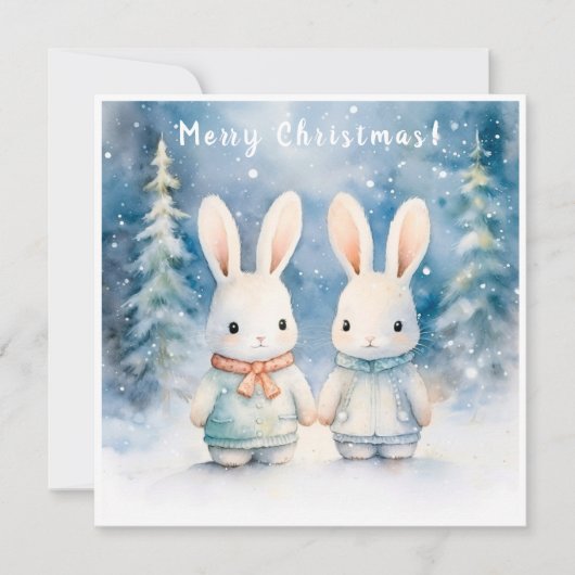 Two rabbits in the Christmas forest (Front)