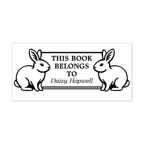 Two Rabbits _ This Book Belongs to Ex Libris Rubber Stamp