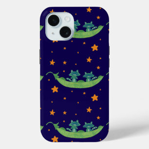 Two Raccoons in a Pea Pod Whimsical Folk Art iPhone 15 Case