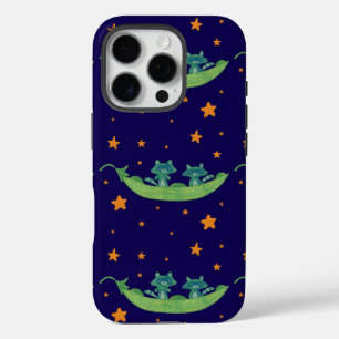 Two Raccoons in a Pea Pod Whimsical Folk Art iPhone 16 Pro Case