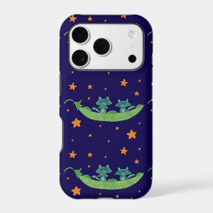 Two Raccoons in a Pea Pod Whimsical Folk Art iPhone 17 Pro Case