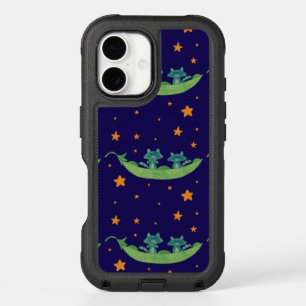 Two Raccoons in a Pea Pod Whimsical Folk Art iPhone 16 Case