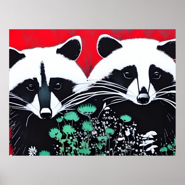 Two Raccoons Poster (Front)
