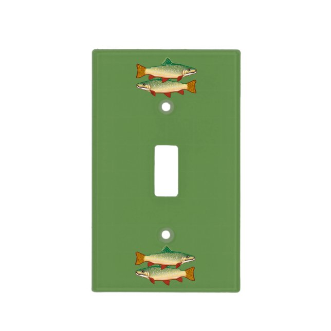 Two Rainbow Trout on Moss Green Background Light Switch Cover (Front)