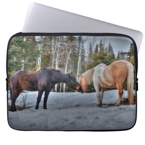 Two Ranch Horses Year of the Horse Equine Photo Laptop Sleeve