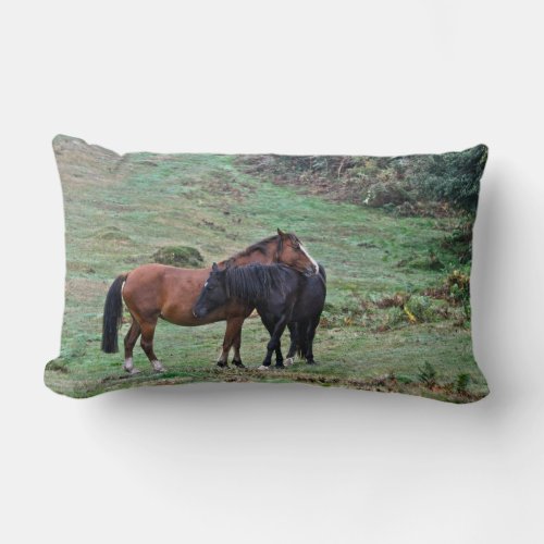 Two Rare New Forest Ponies from Hampshire England Lumbar Pillow