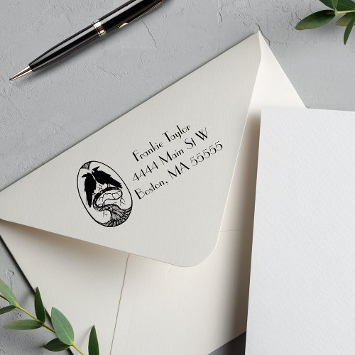 Two Ravens Illustration  Personalized Self_inking Stamp
