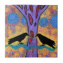 Two Ravens Sit & Reflect on Life Ceramic Tile