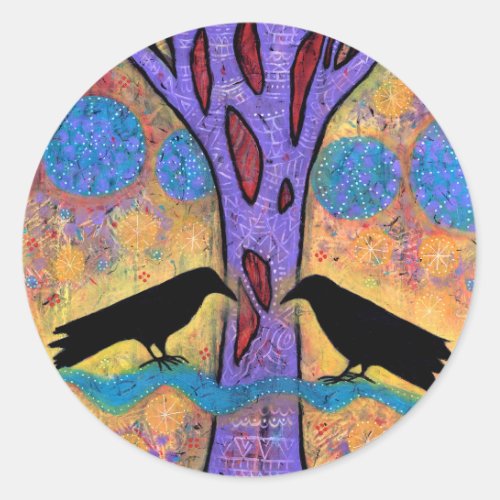Two Ravens Sit  Reflect on Life Stickers