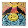 Two Ravens Sit & Reflect on the Waves Ceramic Tile