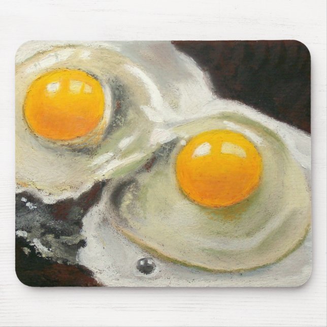 Two Raw Eggs: Realism Oil Pastel Painting Mouse Pad (Front)