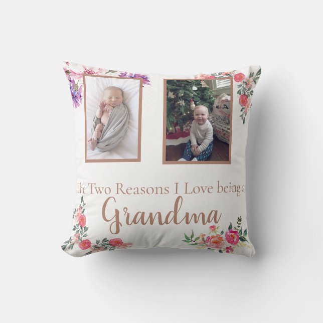 two reasons i love being a grandma personalized throw pillow (Front)