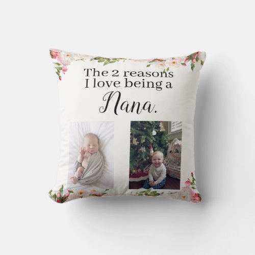 two reasons i love being a nana personalized throw pillow