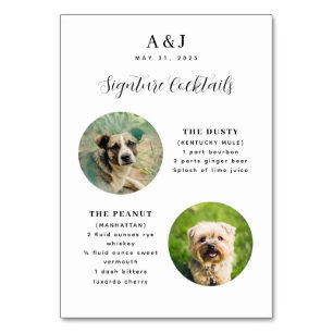 Two Recipe and Photos Wedding Signature Drink Menu Table Number