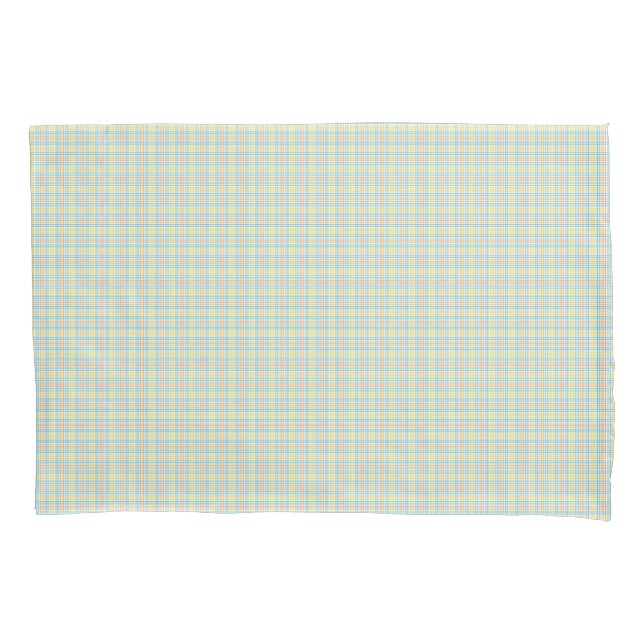 Two rectangular placemats with a pastel plaid  pillow case (Front)