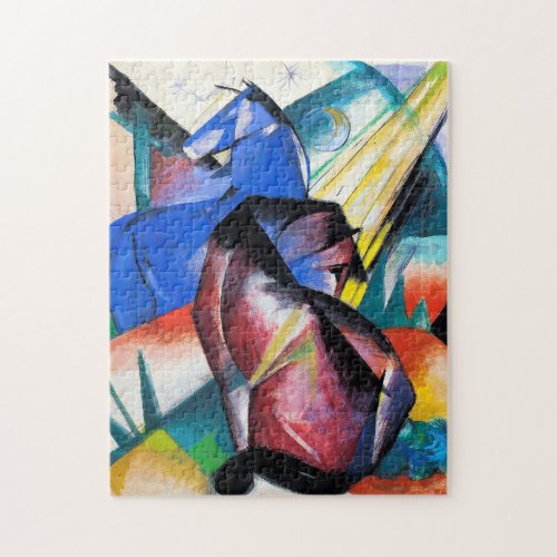Two red and blue horses by Franz Marc Jigsaw Puzzle