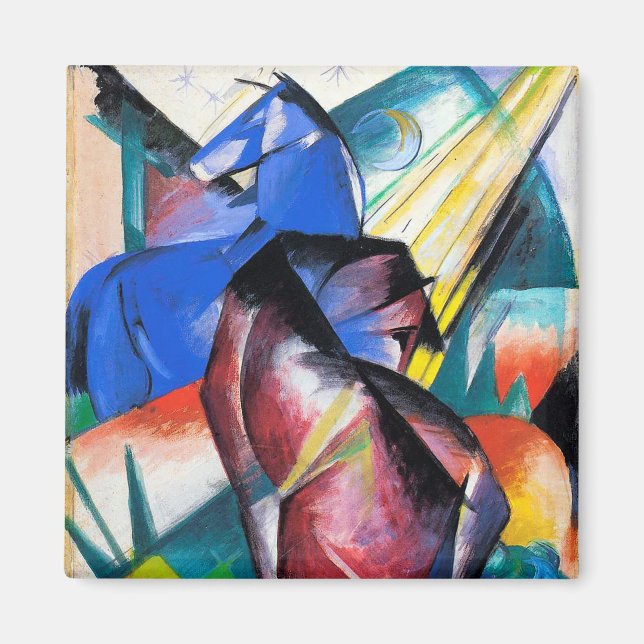 Two red and blue horses by Franz Marc Magnet (Front)