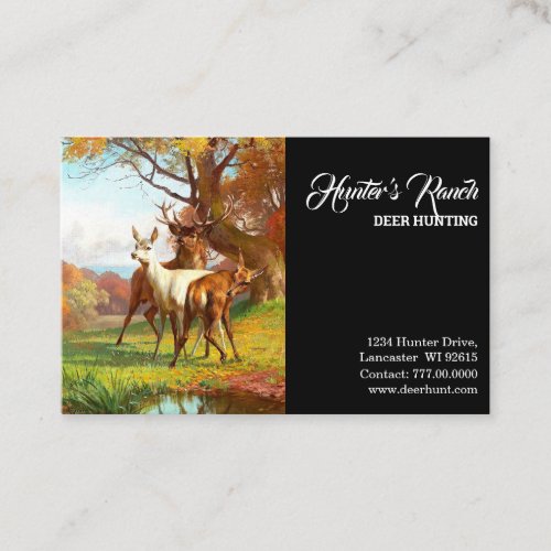 Two Red And White Deer In The Forest Hunting Business Card