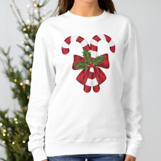 Two Red And White Festive Candy Canes Sweatshirt