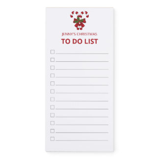 Two Red And White Festive Candy Canes To Do List Magnetic Notepad