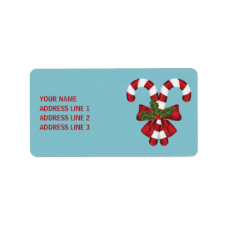 Two Red And White Festive Candy Canes With Text Label