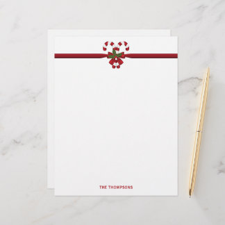 Two Red And White Festive Candy Canes With Text Letterhead