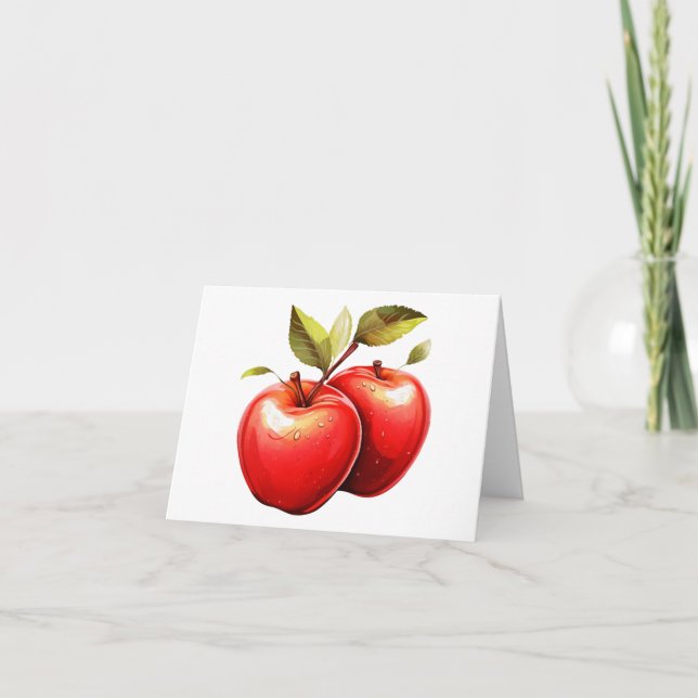 Two Red Apples Letterpress Thank You Card (Front)