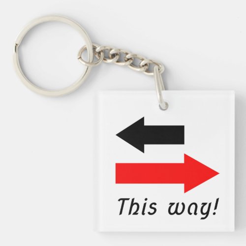 Two Red black arrows pointing the way direction Keychain