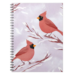 Two Red Cardinals   Watercolor Remembrance Notebook