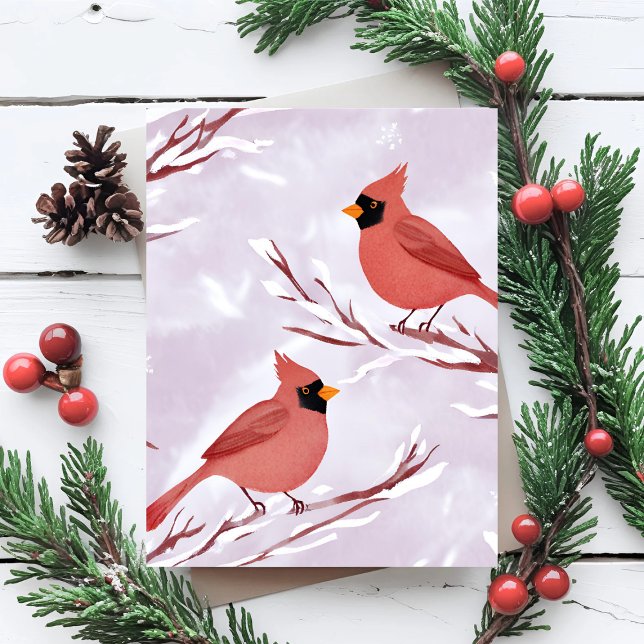Two Red Cardinals | Watercolor Remembrance Postcard (Creator Uploaded)