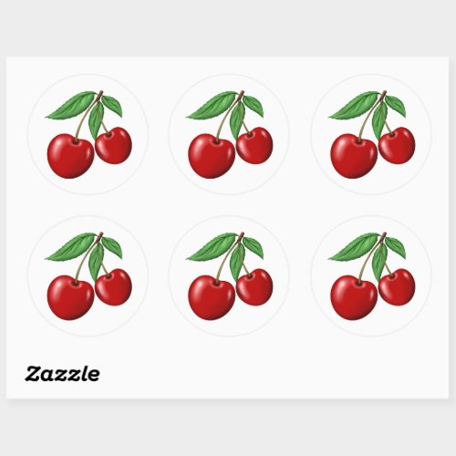 Two Red Cherries Classic Round Sticker