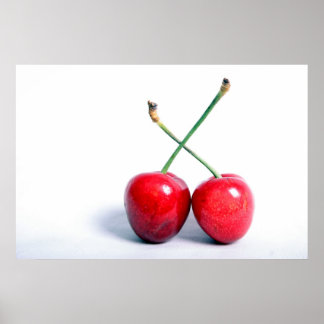 Two Red Cherries Food Photography Print