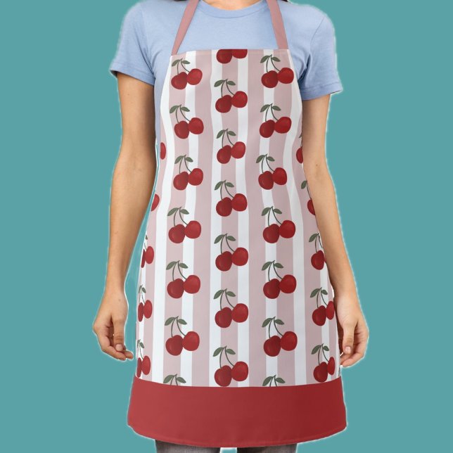 Two Red Cherries Illustration | Cute Fruit Art  Apron (Creator Uploaded)
