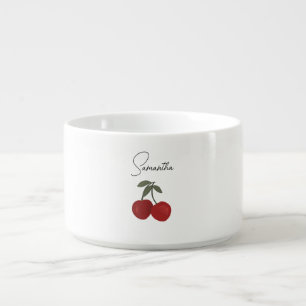Two Red Cherries Illustration Cute Fruit Art Bowl