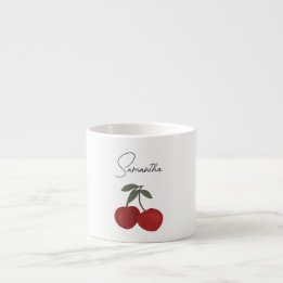 Two Red Cherries Illustration | Cute Fruit Art  Espresso Cup