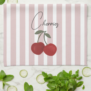 Two Red Cherries Illustration Cute Fruit Art Kitchen Towel