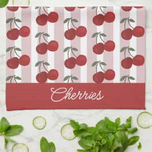 Two Red Cherries Illustration   Cute Fruit Art  Kitchen Towel